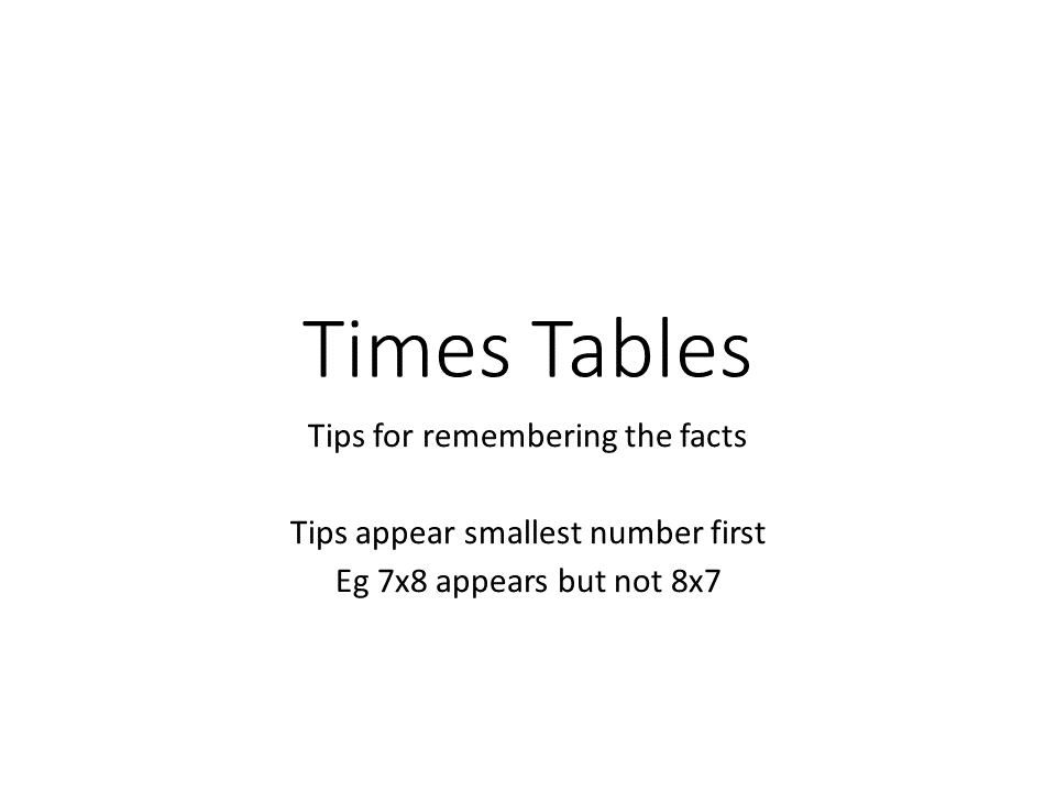 Times Tables Tip